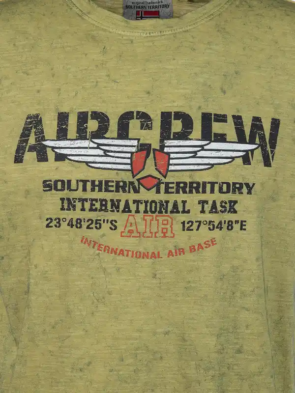 Bild 3 von Herren T-Shirt mit Print in Used Optik Gelb