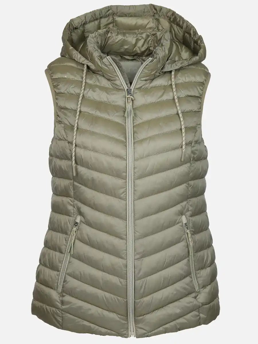 Bild 1 von Damen Steppweste mit abnehmbarer Kapuze Oliv