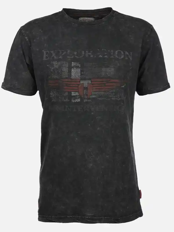 Bild 1 von Herren T-Shirt mit Print in Used Optik Schwarz