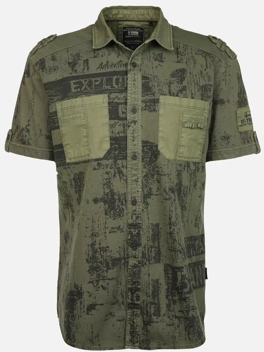 Bild 1 von Herren Jerseyhemd mit Alloverprint Oliv