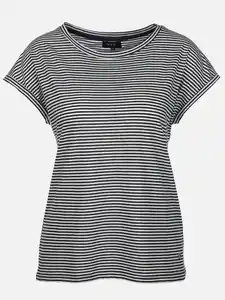 Damen T-Shirt mit Streifen Marine