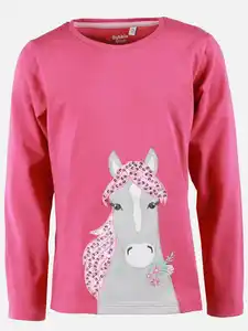 Mädchen Shirt mit Einhorn-Applikation und Pailletten Pink