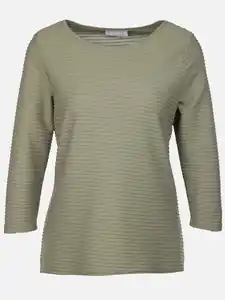 Damen Strukturshirt mit 3/4 Arm Oliv