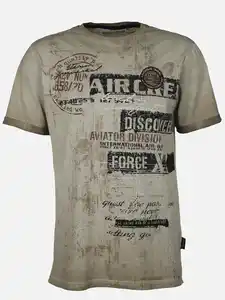 Herren T-Shirt mit großem Frontprint Beige