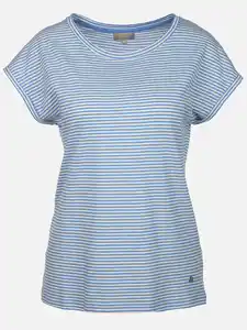 Damen T-Shirt mit Streifen Blau