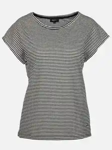 Damen T-Shirt mit Streifen Schwarz