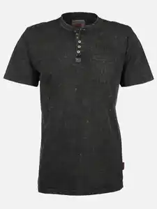 Herren Henleyshirt im Used Look Schwarz