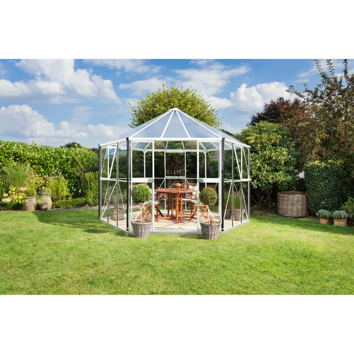 Bild 1 von Vitavia Gewächshaus 'Hera 9000' 382 x 336 cm mit 3 mm Sicherheitsglas/6 mm Hohlkammerplatten weiß