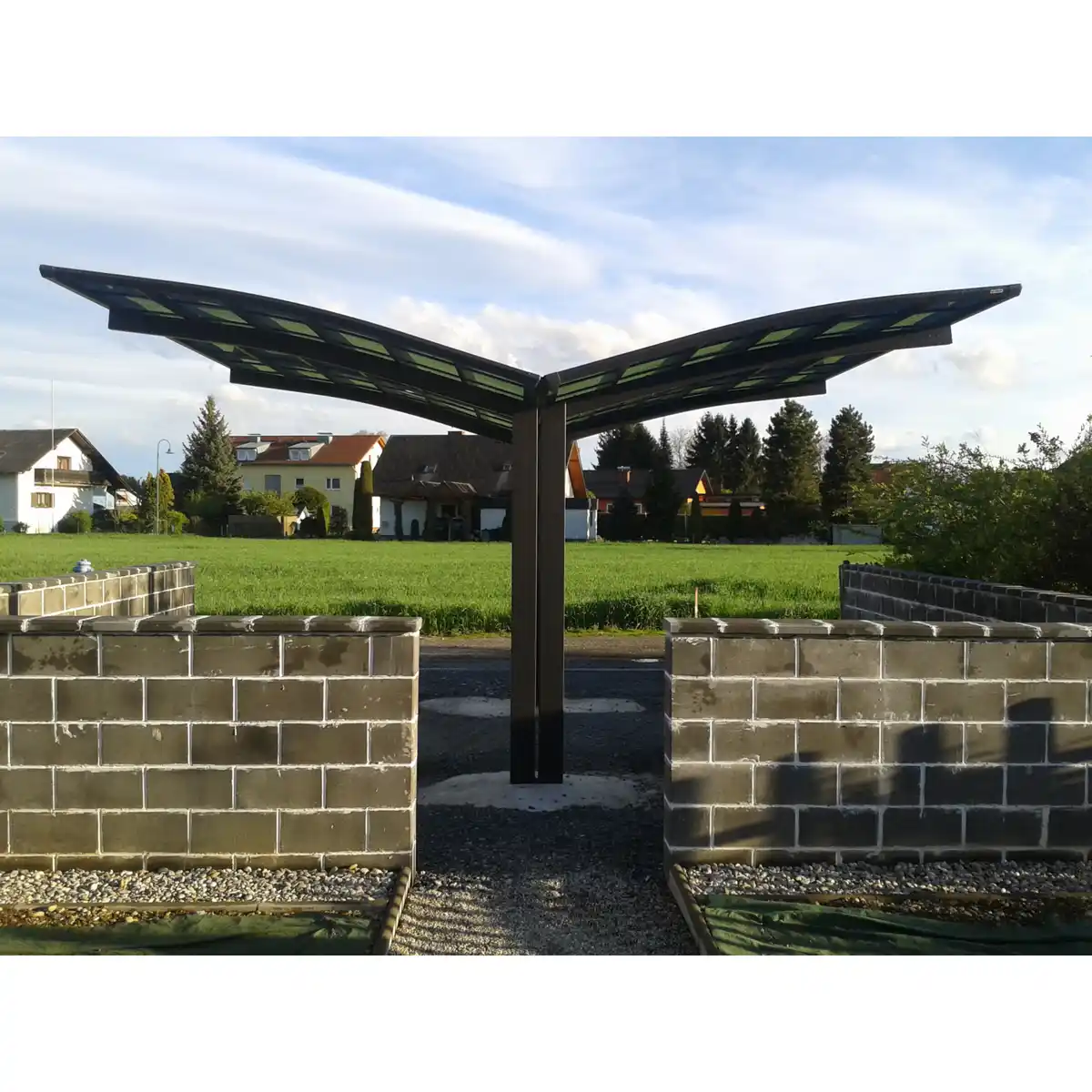 Bild 1 von Ximax Doppelcarport 'Portoforte Typ 80 Y-Ausführung' Aluminium mattbraun 543 x 495 x 298 cm