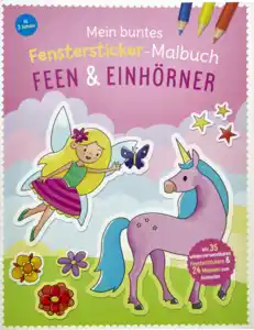 IDEENWELT Fenstersticker-Malbuch Feen & Einhörner