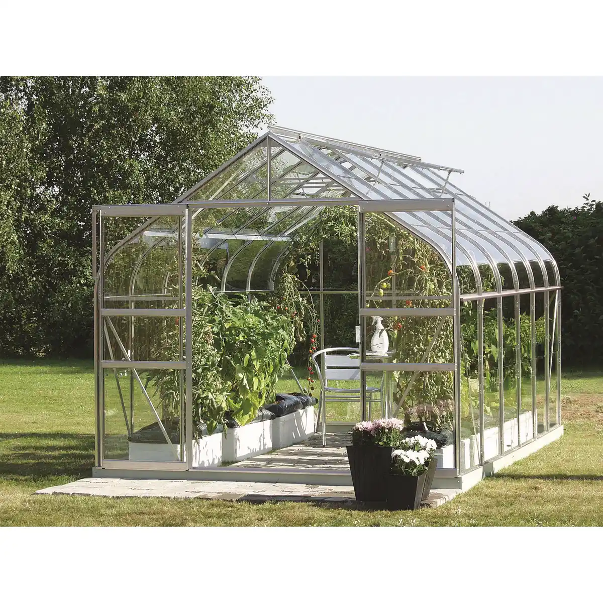 Bild 1 von Vitavia Gewächshaus 'Diana 9900' 254,4 x 378,8 cm mit 3 mm Sicherheitsglas aluminiumfarben