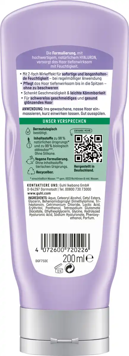 Bild 2 von Guhl Hyaluron+ Pflege Feuchtigkeits-Spülung, 200 ml