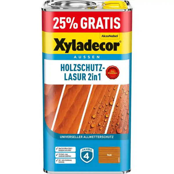 Bild 1 von Xyladecor Holzschutz-Lasur 2in1 5l Promo Teak matt 4 + 1 l