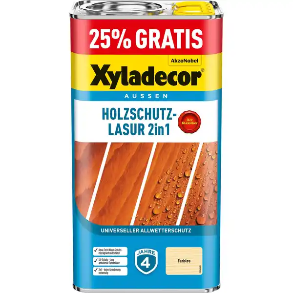 Bild 1 von Xyladecor Holzschutz-Lasur 2in1 5l Promo Farblos matt 4 + 1 l