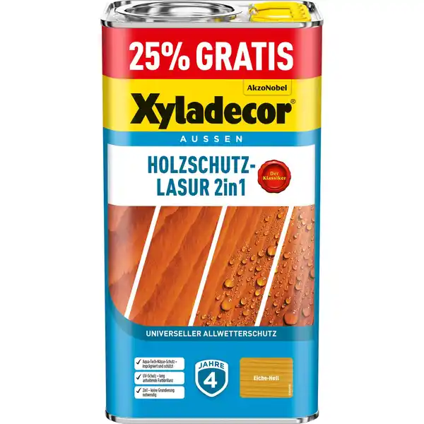 Bild 1 von Xyladecor Holzschutz-Lasur 2in1 5l Promo Eiche Hell matt 4 + 1 l