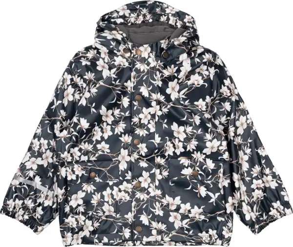 Bild 1 von Mikk-Line Regenjacke mit Blumen-Muster + Fleece-Futter, blau, Gr. 110/116