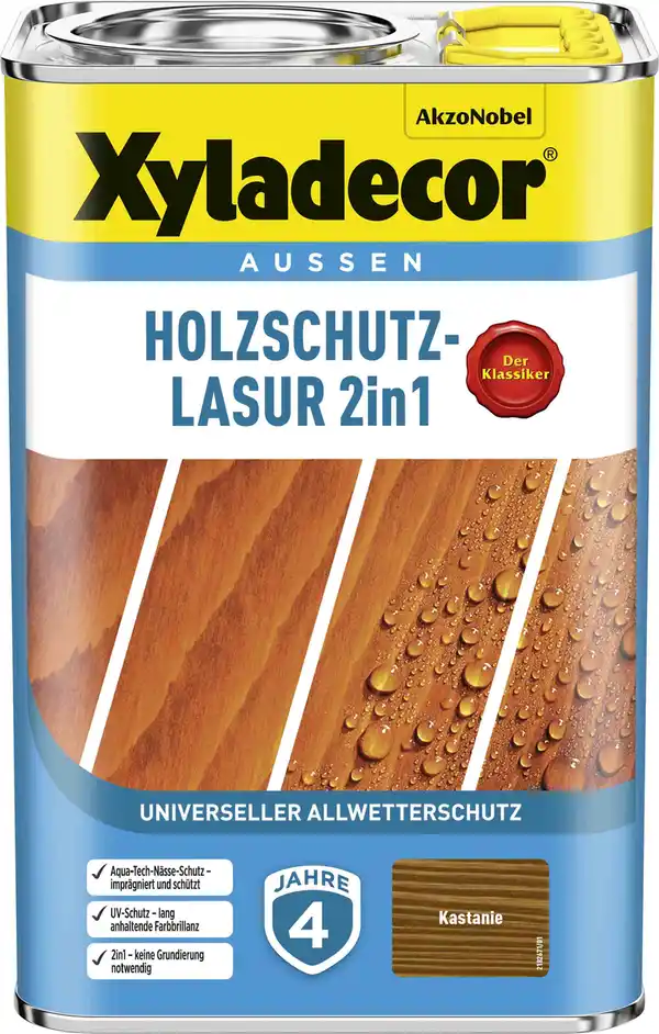 Bild 1 von Xyladecor Holzschutz-Lasur 4 L kastanie 2in1