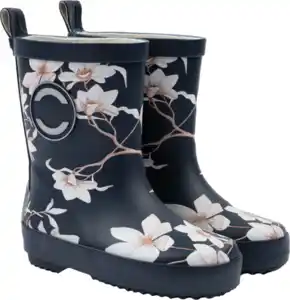 Mikk-Line Gummistiefel mit Blumen-Muster, blau, Gr. 26/27