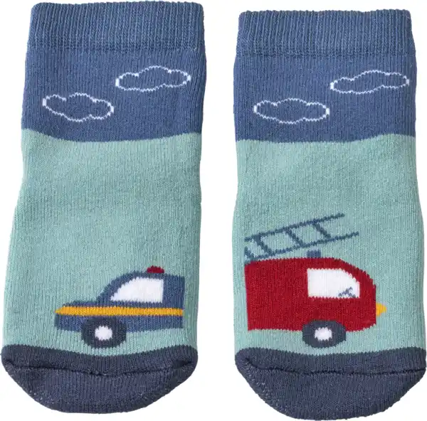 Bild 1 von PUSBLU Stoppersocken mit Feuerwehrauto-Motiv, blau, Gr. 21/22