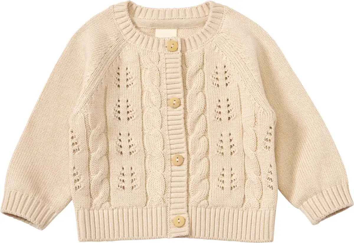 Bild 1 von ALANA Strickjacke mit Ajour-Muster, beige, Gr. 68