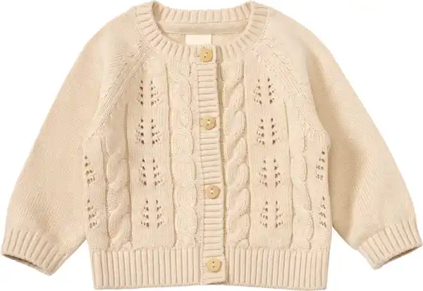 Bild 1 von ALANA Strickjacke mit Ajour-Muster, beige, Gr. 68