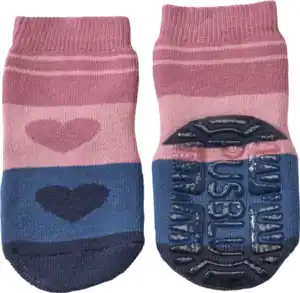 PUSBLU Stoppersocken mit Herz-Motiv, rosa & blau, Gr. 21/22