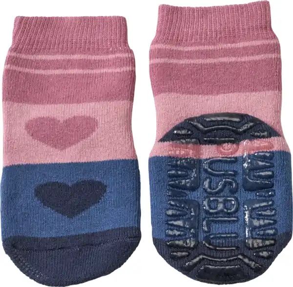 Bild 1 von PUSBLU Stoppersocken mit Herz-Motiv, rosa & blau, Gr. 21/22