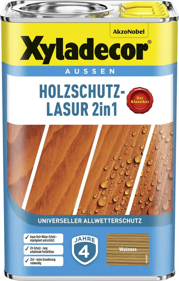 Bild 1 von Xyladecor Holzschutz-Lasur 4 L walnuss 2in1