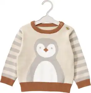 ALANA Pullover mit Pinguin-Motiv, beige & grau, Gr. 86