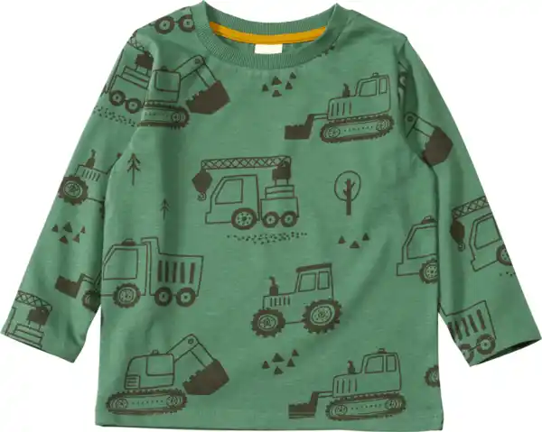 Bild 1 von ALANA Langarmshirt mit Baustellenfahrzeug-Muster, grün, Gr. 98