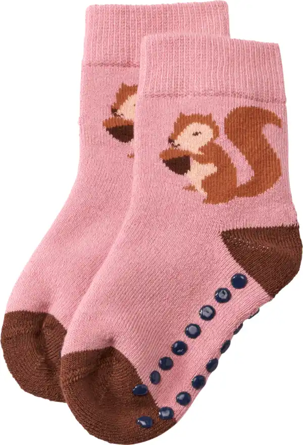 Bild 1 von ALANA ABS Socken mit Eichhörnchen-Motiv, rosa, Gr. 19/22