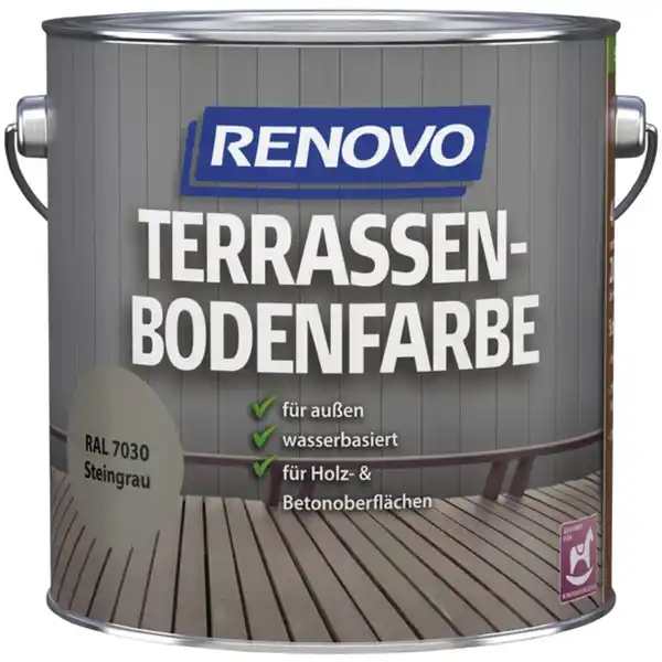 Bild 1 von RENOVO Terrassenbodenfarbe seidenmatt, steingrau RAL 7030