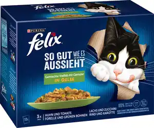 Felix Gemischte Vielfalt mit Gemüse Katzenfutter 12 x 85g