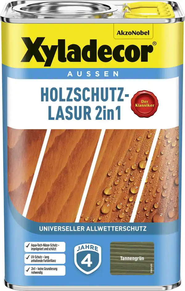 Bild 1 von Xyladecor Holzschutz-Lasur 4 L tannengrün 2in1