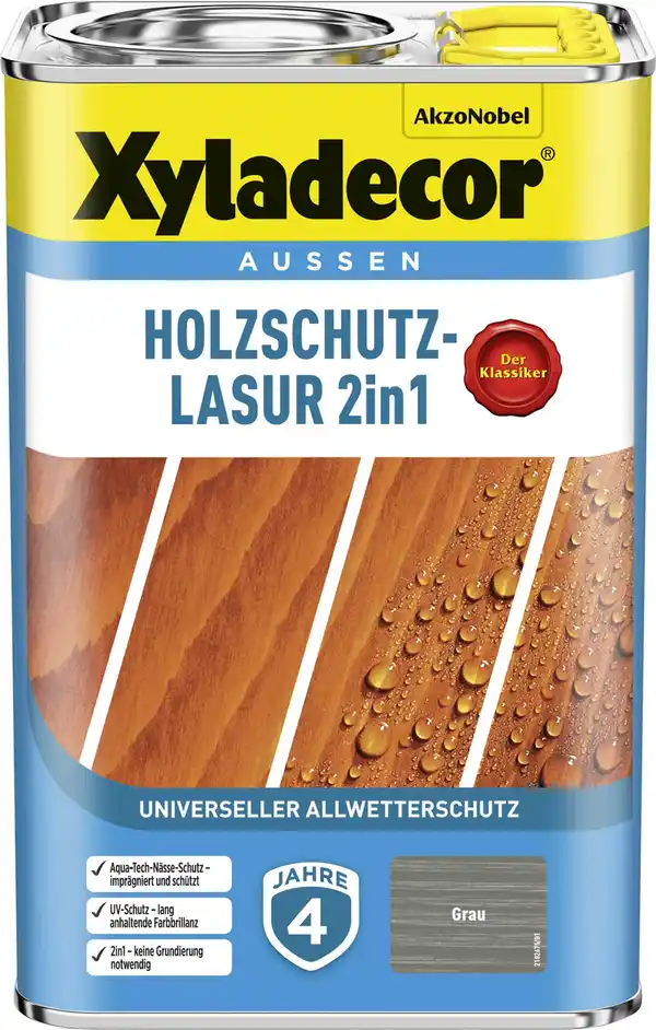 Bild 1 von Xyladecor Holzschutz-Lasur 4 L grau 2in1