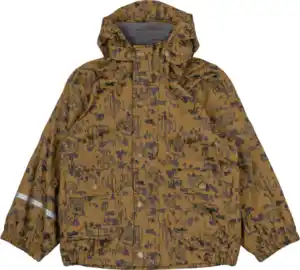 Mikk-Line Regenjacke mit Safari-Muster + Fleece-Futter, braun, Gr. 98/104