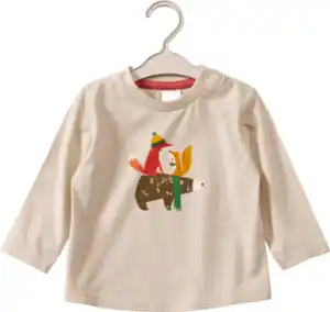 ALANA Langarmshirt mit Fuchs- und Bären-Motiv, beige, Gr. 80