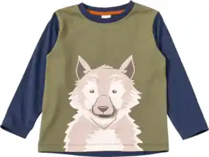 ALANA Langarmshirt mit Wolf-Applikation, grün & blau, Gr. 98