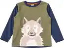 Bild 1 von ALANA Langarmshirt mit Wolf-Applikation, grün & blau, Gr. 98