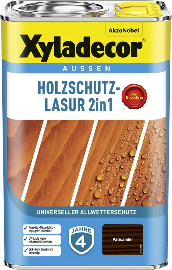 Bild 1 von Xyladecor Holzschutz-Lasur 4 L palisander 2in1