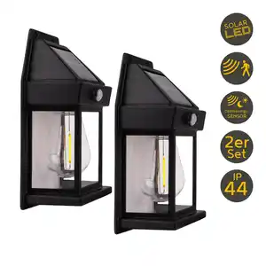 Light&More LED Solarwandleuchte 2er Set 2800-3200K schwarz