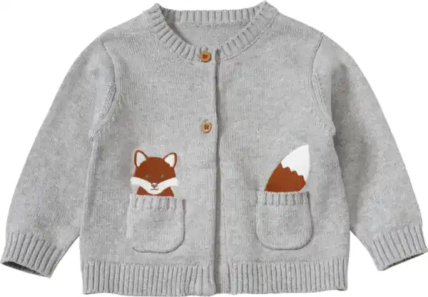 Bild 1 von ALANA Strickjacke mit Fuchs-Stickerei, grau, Gr. 86