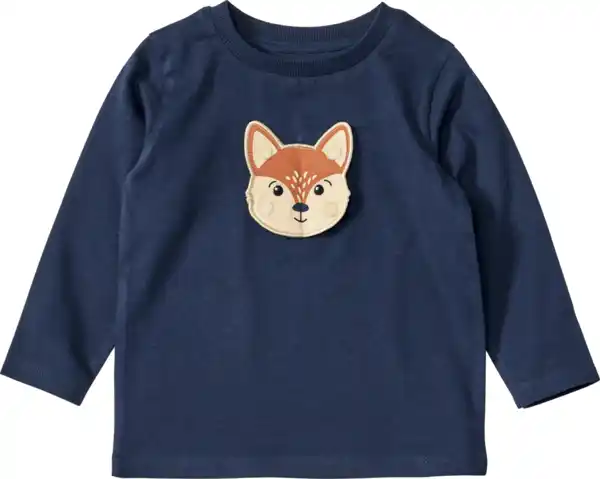 Bild 1 von ALANA Langarmshirt mit Hund & Fuchs Klett-Patches zum Wechseln, blau, Gr. 98