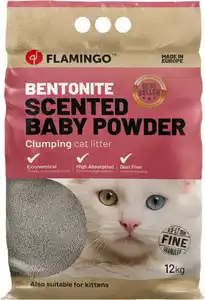 Flamingo Katzenstreu Bentonit klumpend fein mit Babypuderduft 12 kg