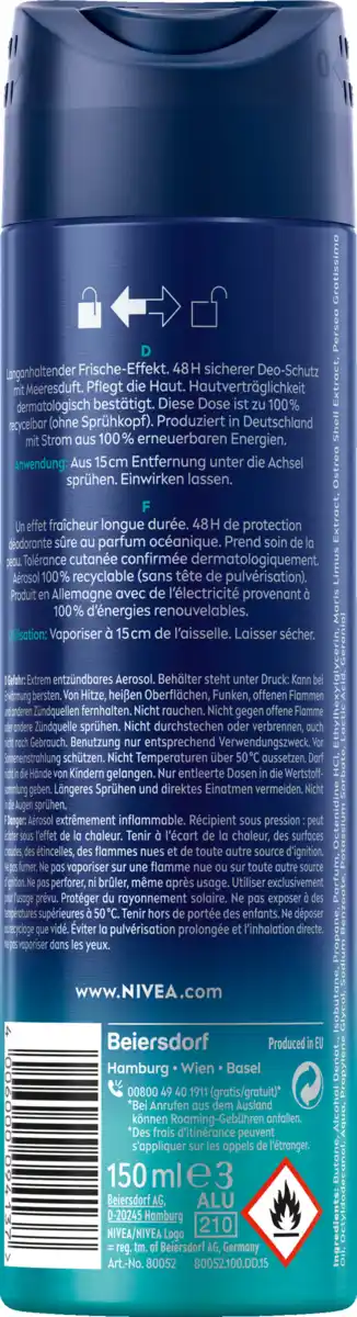 Bild 2 von NIVEA MEN Fresh Ocean Deodorant Spray, 150 ml