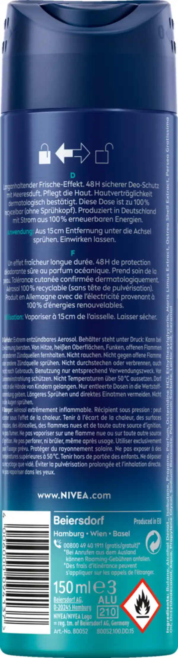 Bild 2 von NIVEA MEN Fresh Ocean Deodorant Spray, 150 ml