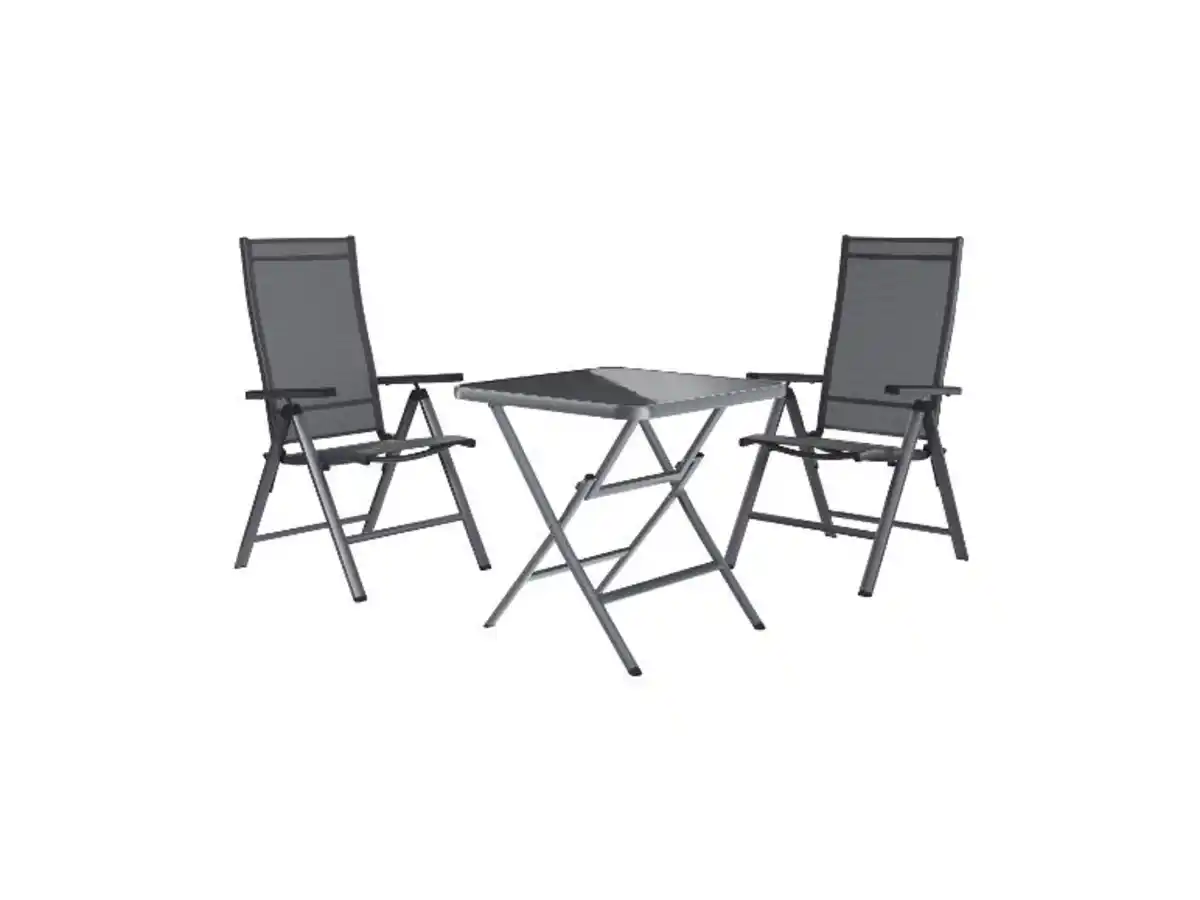 Bild 1 von LIVARNO home Alu-Set »Houston«, 3-teilig - Klapptisch & 2 Hochlehner, grau