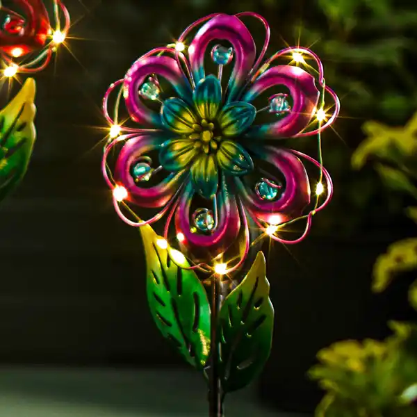 Bild 1 von Solarstab mit Metallblume, Höhe ca. 90cm