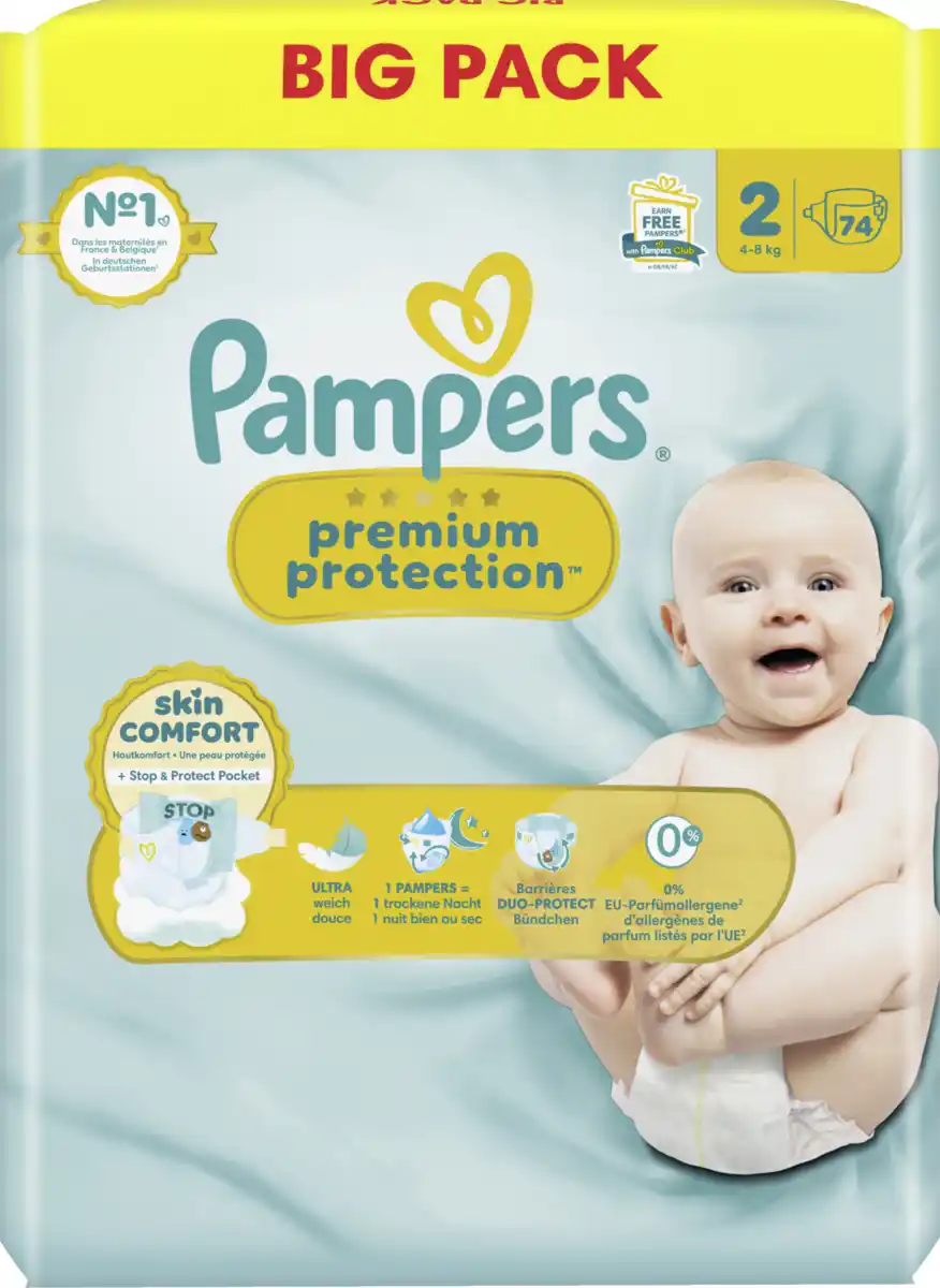 Bild 1 von Pampers premium protection Windeln New Baby Gr.2 Mini 4-8kg Big Pack