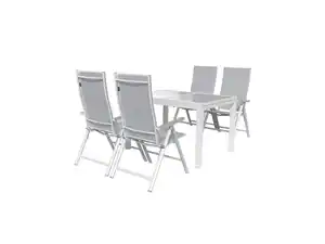 LIVARNO home Alu-Set »Houston«, 5-teilig - Ausziehtisch & 4 Hochlehner, weiß/hellgrau